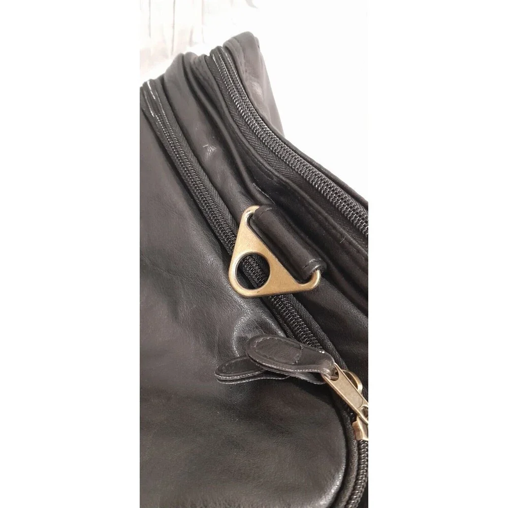 Vtg Classic Car Club Of America, Black Leather Travel Bag, Duffel,  24 Inch HTF
